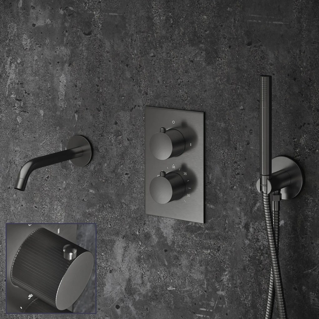 Saniclear Iron Stripes inbouw badkraan verouderd ijzer - gunmetal