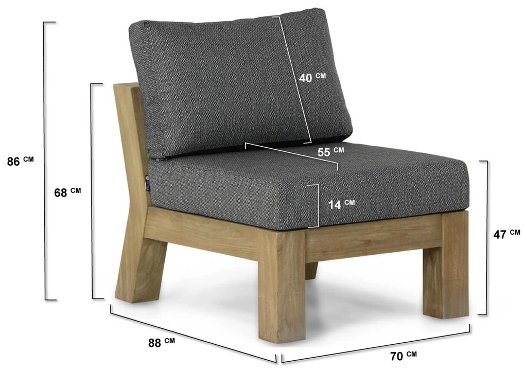 Hoek loungeset 6 personen Teak Old teak greywash  Santika Furniture Santika Cantik