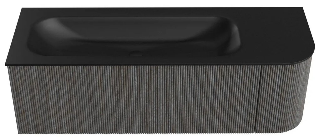 Mondiaz Kurve 135cm badmeubel ronding rechts shadow met 1 lade en deur en wastafel big medium links zonder kraangat urban