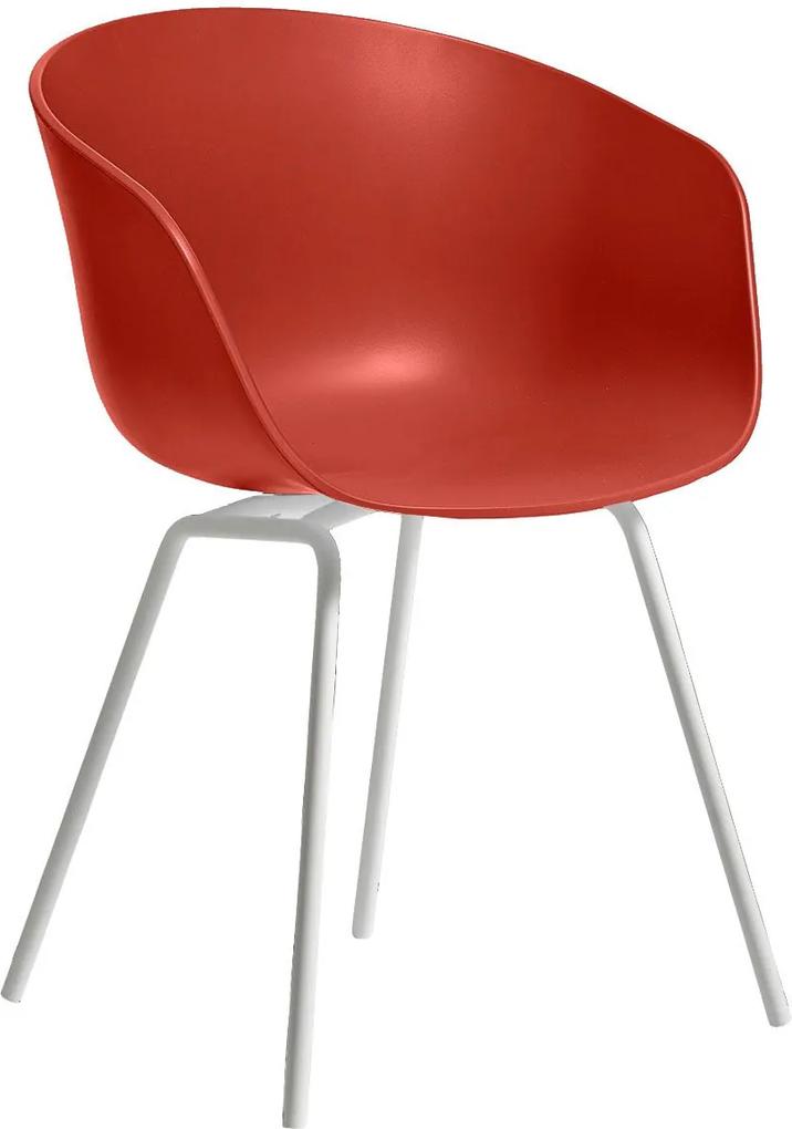 Hay About A Chair AAC26 Stoel Met Wit Onderstel Warm Red