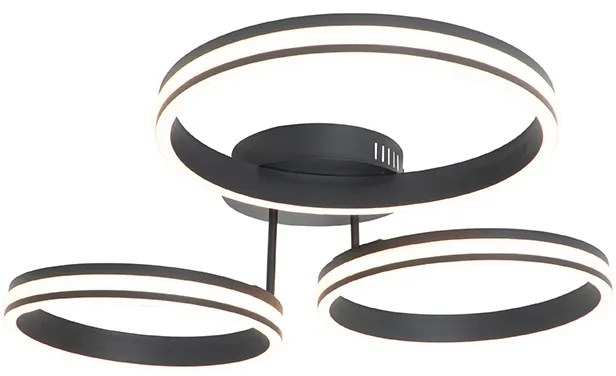 Plafondlamp zwart incl. LED 3-staps dimbaar 3-lichts - Navara