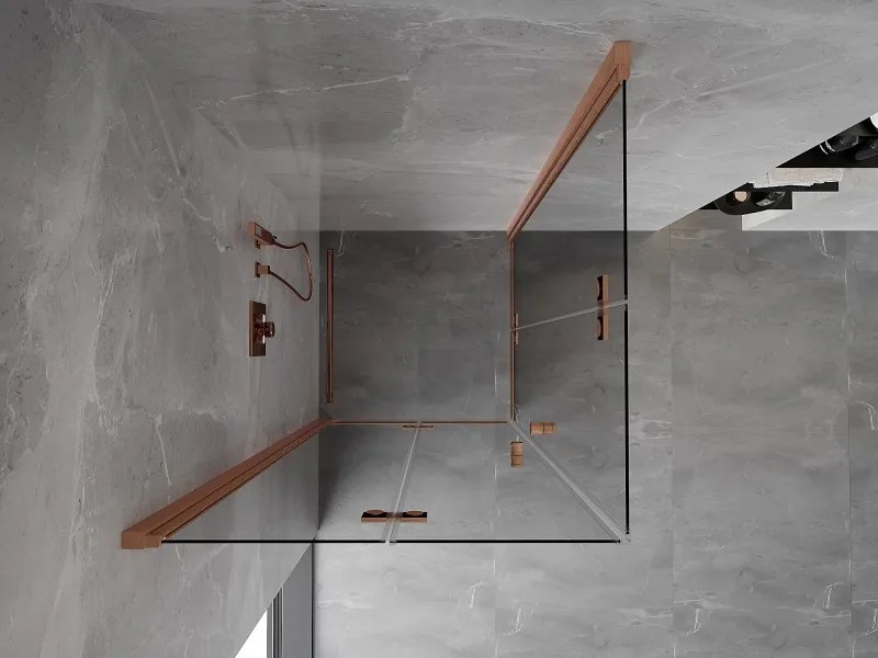 Mexen Mist-F Duo vouwdeur douchecabine 80 x 80 cm, transparant, geborsteld koper - 8A6-080L-080P-65-00