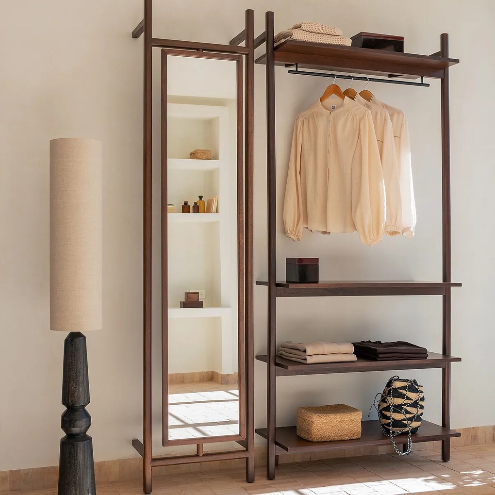 Kast van notenhout en fineer voor dressing, 6 legplanken, Rory