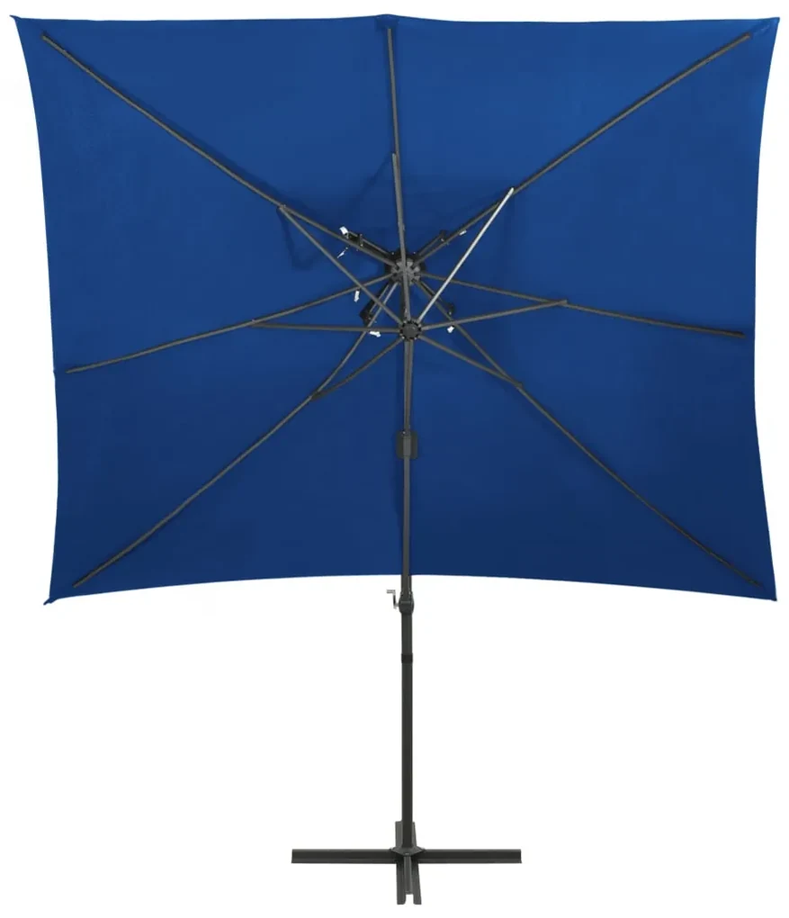 vidaXL Zweefparasol met dubbel dak 250x250 cm azuurblauw