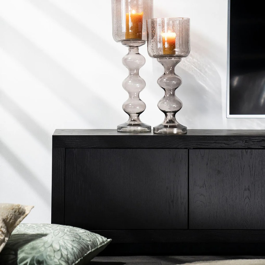 Tv-meubel Zwart Eiken 200 Cm - 200x42x45cm.