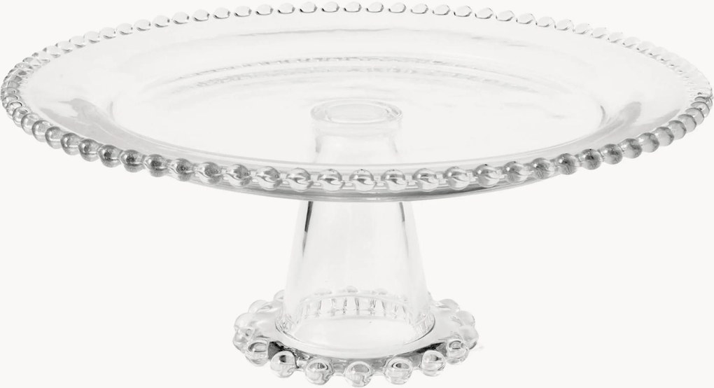 Glazen taartplateau Collier, met parelrand