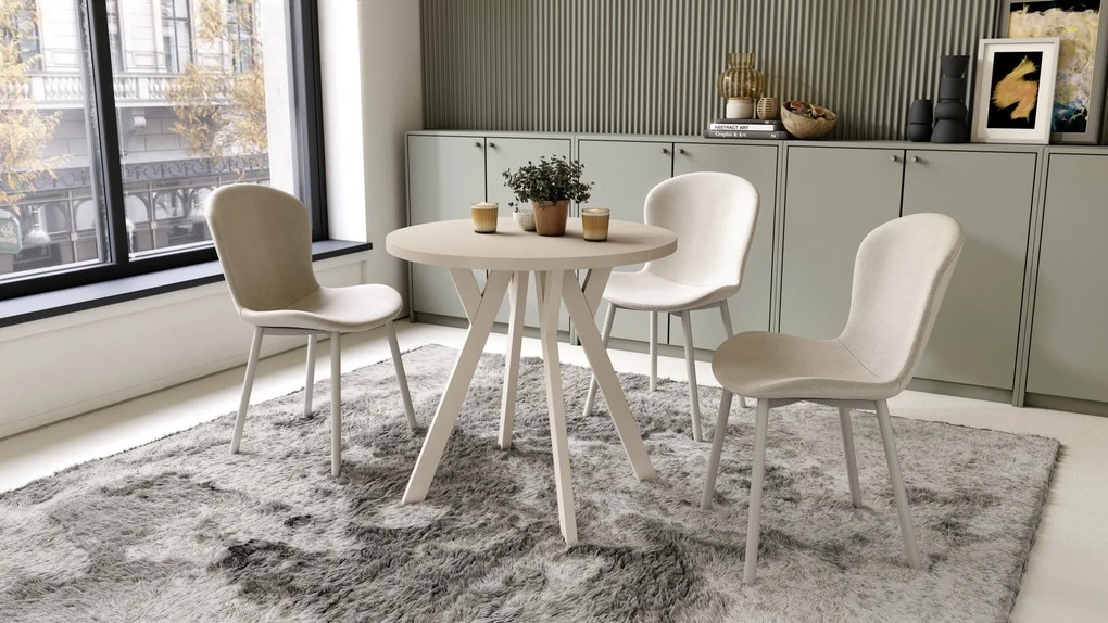 ALMO 80 Beige (Champagne) / beige poten – ronde tafel met Y-poten, loft/industrieel voor keuken, woonkamer en eetkamer