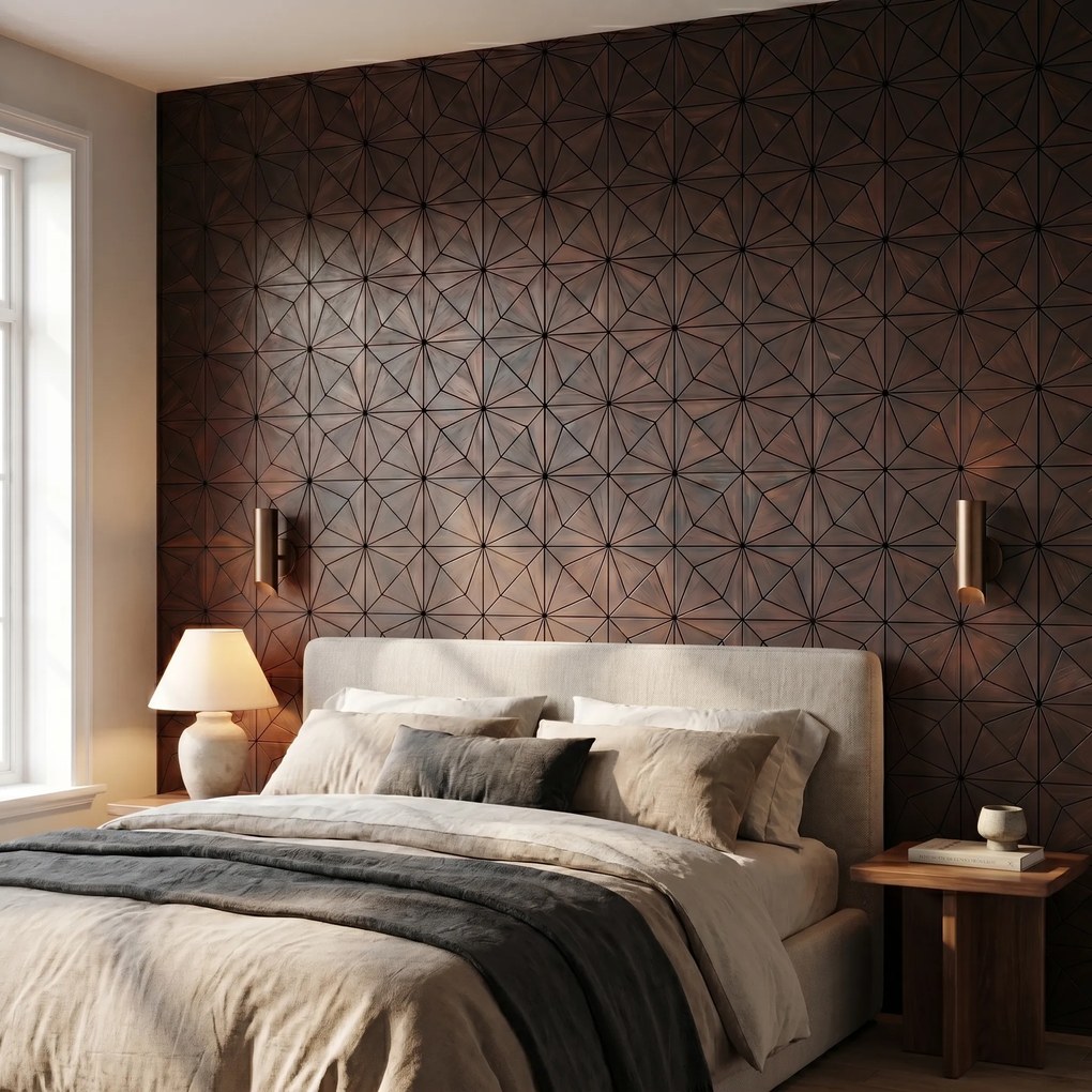 Decoratief Houten Wandpaneel | Nolan Rose Black | 60×60 cm | Amerikaans Notenhout
