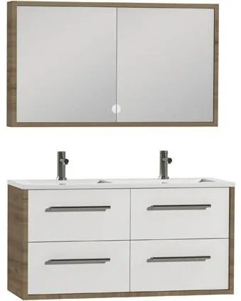 Tiger Boston badmeubel met spiegelkast en witte wastafel 120cm chalet eiken