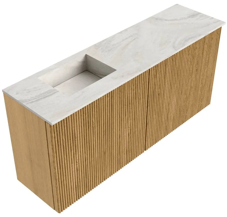 Mondiaz Joya DLux 90cm toiletmeubel oak met wastafel faye links zonder kraangat ostra