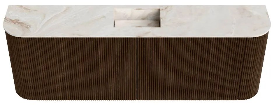 Mondiaz Joya DLux 125cm toiletmeubel ronding links/rechts walnut met wastafel faye midden zonder kraangat frappe