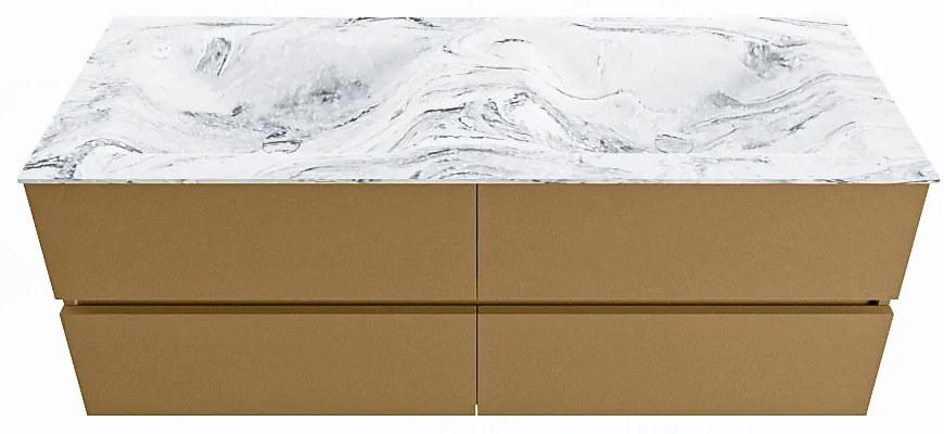 Mondiaz Vica DLux badmeubel 130cm oro 4 lades met wastafel glace dubbel zonder kraangat