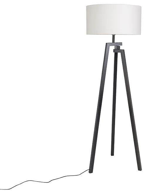Design vloerlamp driepoot zwart hout met witte kap - Cortina Design Binnenverlichting Lamp
