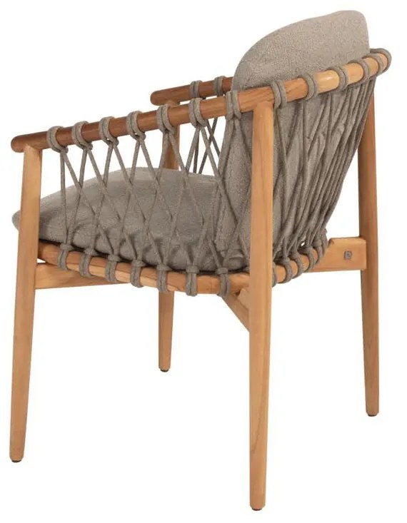 4 Seasons Outdoor Nora loungeset naturel teak met Pablo loungetafel Ø 80 cm  Loungeset    taupe weerbestendig