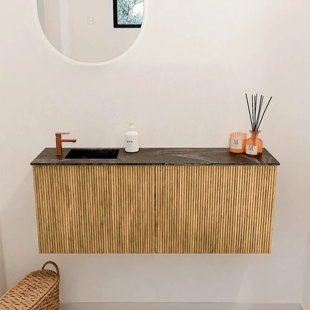 Mondiaz Joya DLux 100cm toiletmeubel oak met wastafel faye links 1 kraangat lava