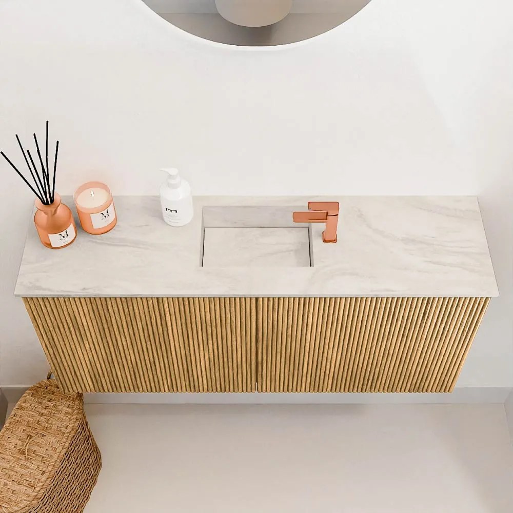 Mondiaz Joya DLux 90cm toiletmeubel oak met wastafel faye midden 1 kraangat ostra