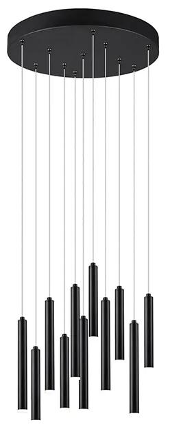 Hanglamp zwart rond incl. LED 3-staps dimbaar 11-lichts - Tubas Modern Binnenverlichting Lamp