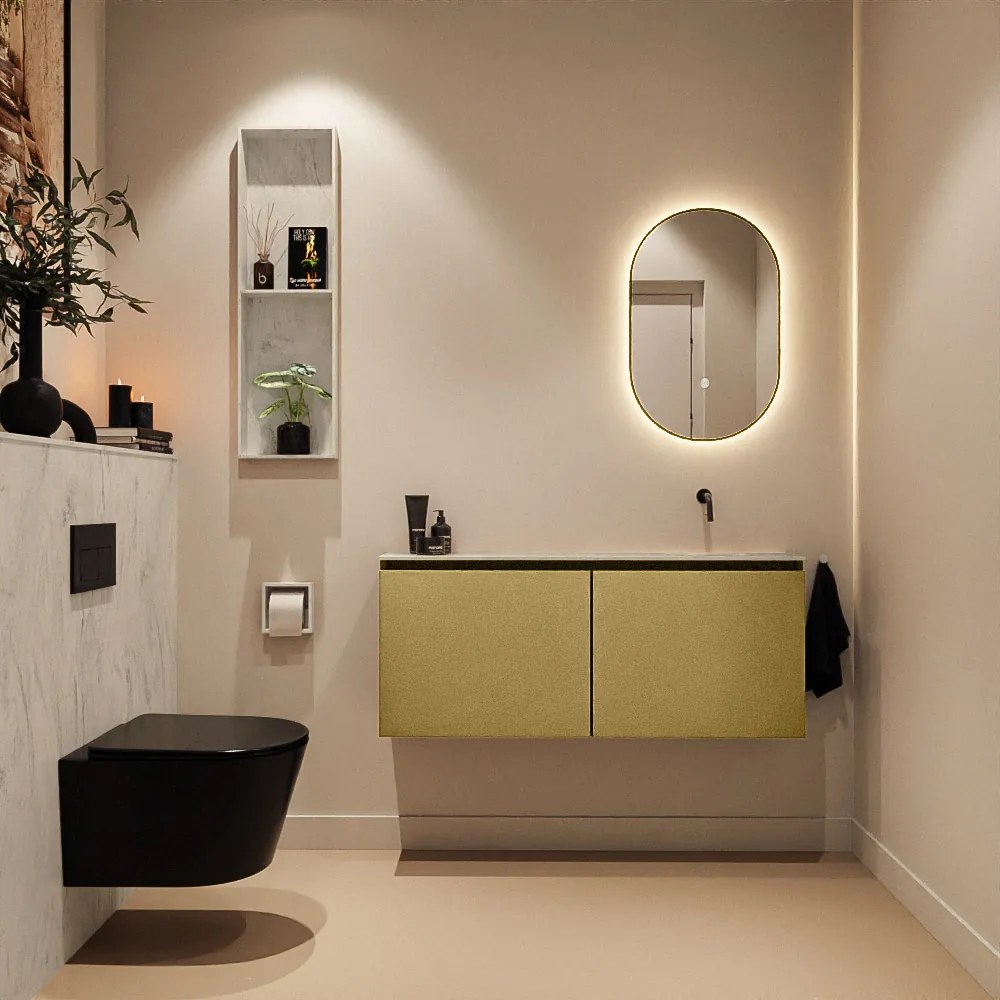 Mondiaz Ture DLux toiletmeubel 120cm oro met wastafel opalo rechts zonder kraangat