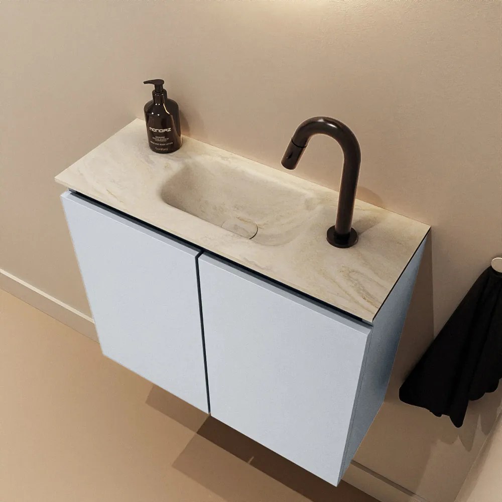 Mondiaz Ture DLux toiletmeubel 60cm clay met wastafel ostra midden met kraangat