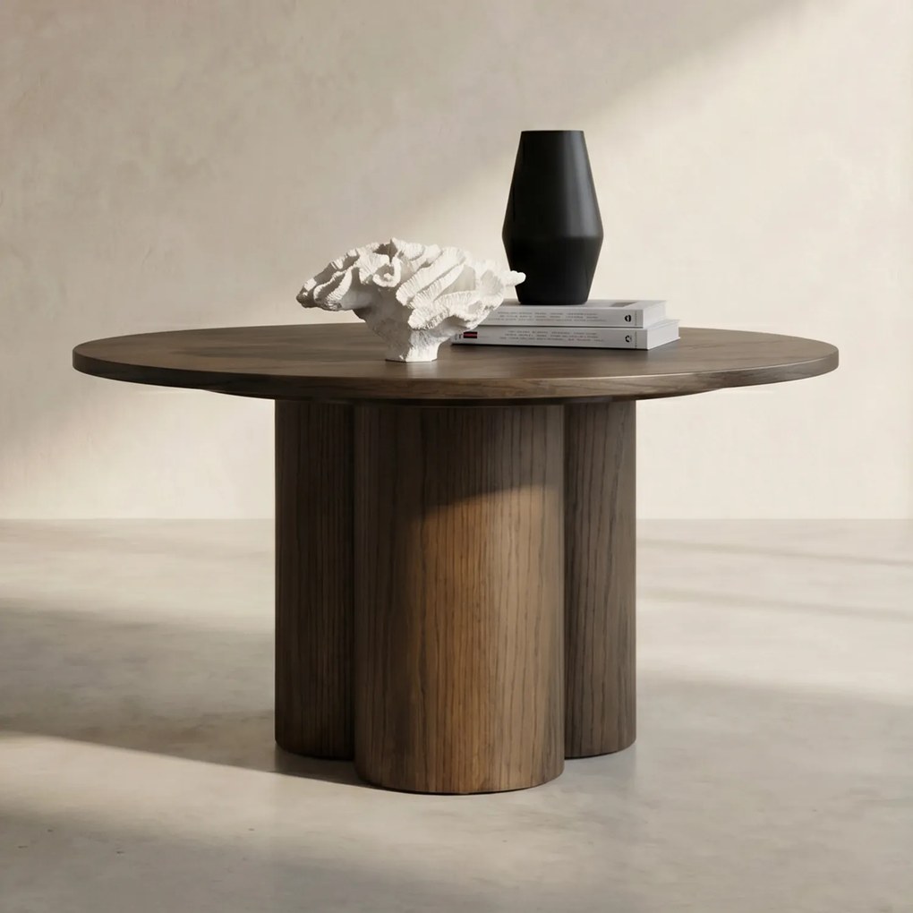 Salontafel Met Cilindervormige Poten Mocca - 80 X 80cm.