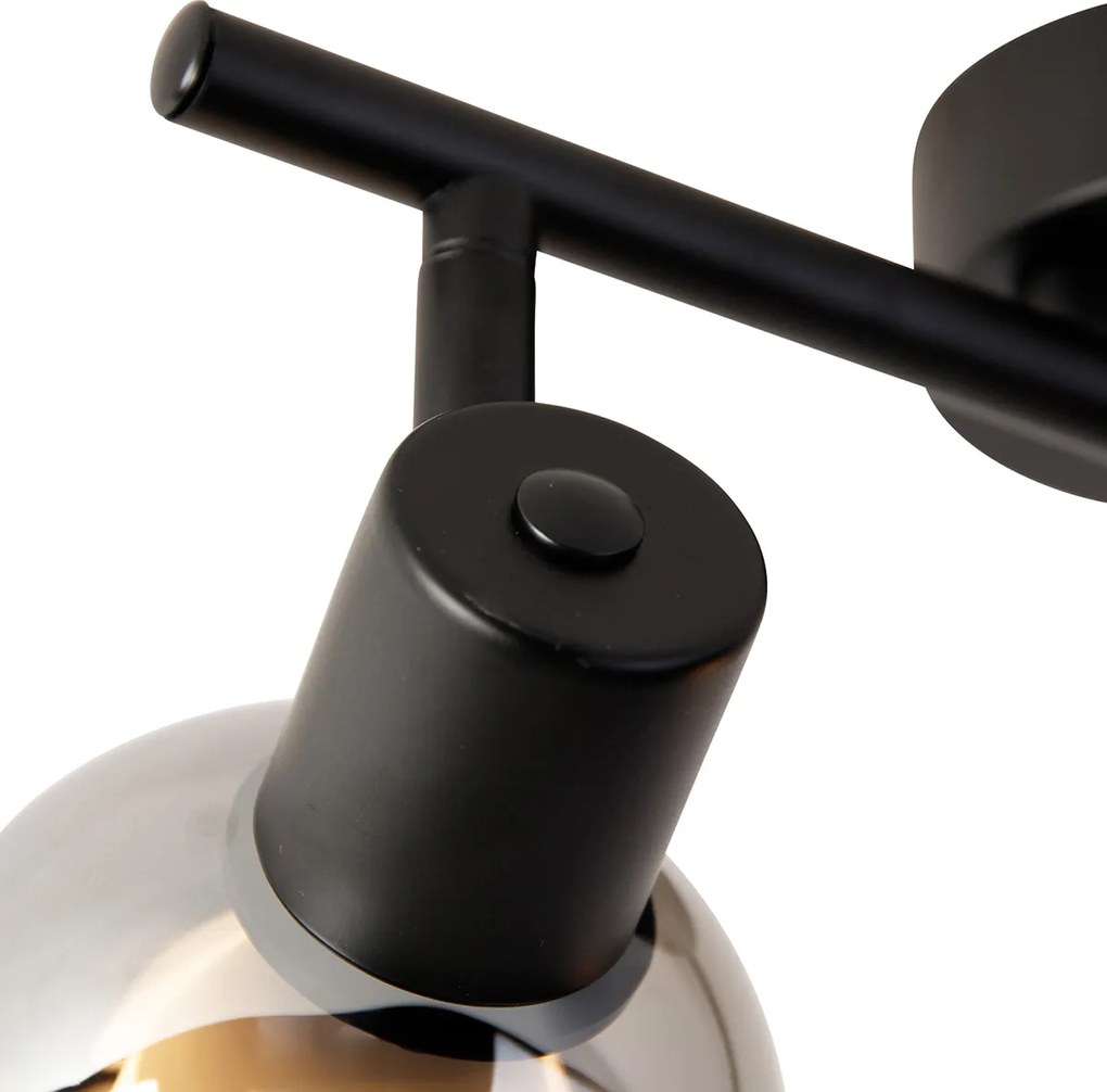 Smart plafondlamp zwart met smoke glas incl. 2 Wifi P45 - Vidro