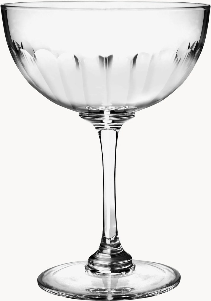 Mondgeblazen kristallen champagneglazen Lens, 6-delig