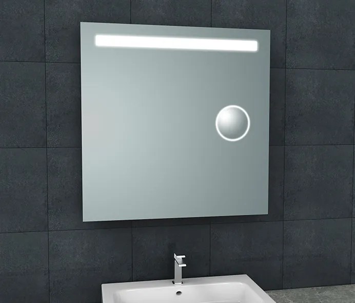 Mueller May spiegel met LED en scheerspiegel 80x80cm