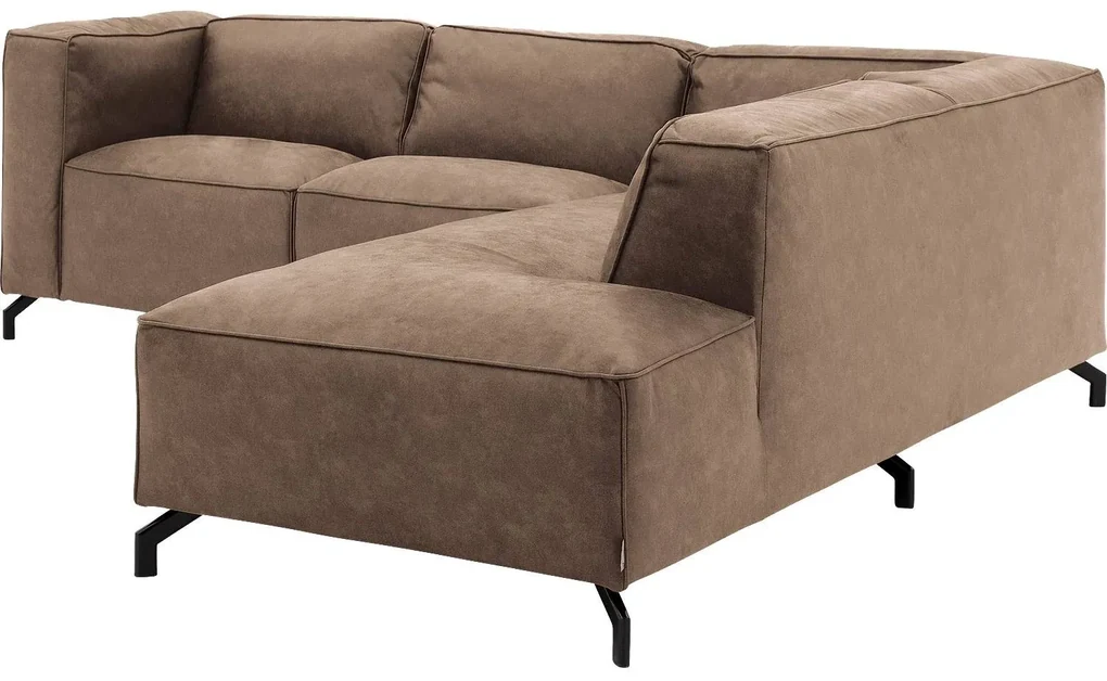 Goossens Bank Calvin bruin, micro leer, 2-zits, modern design met ligelement rechts