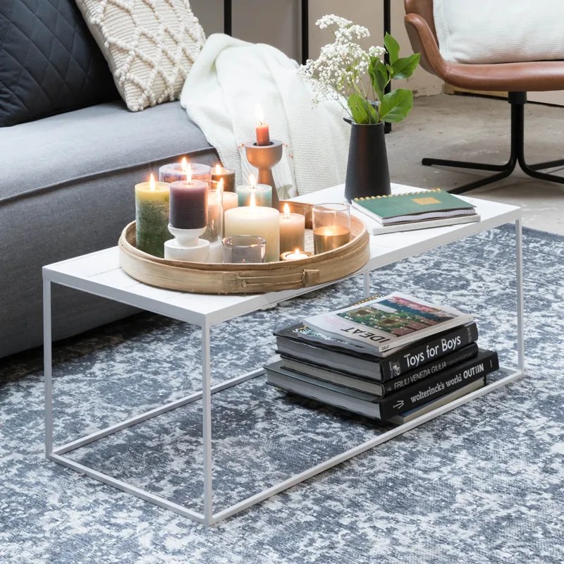 Zuiver Glazed Salontafel Met Keramische Tegels Wit - 93 X 43cm.