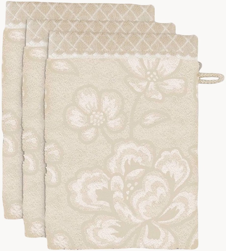 Katoenen terry handdoeken Jasmin Jacquard, 3-delig