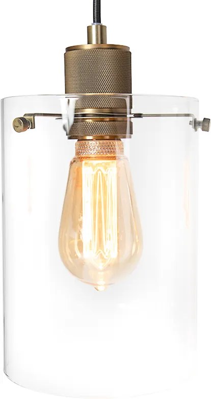 Scandinavische hanglamp brons met glas 4-lichts - Dome