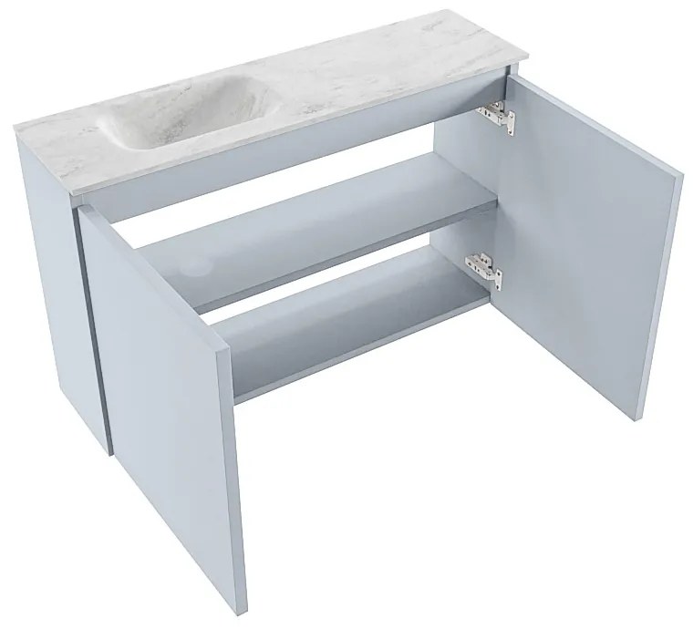 Mondiaz Ture DLux toiletmeubel 80cm clay met wastafel opalo links met kraangat