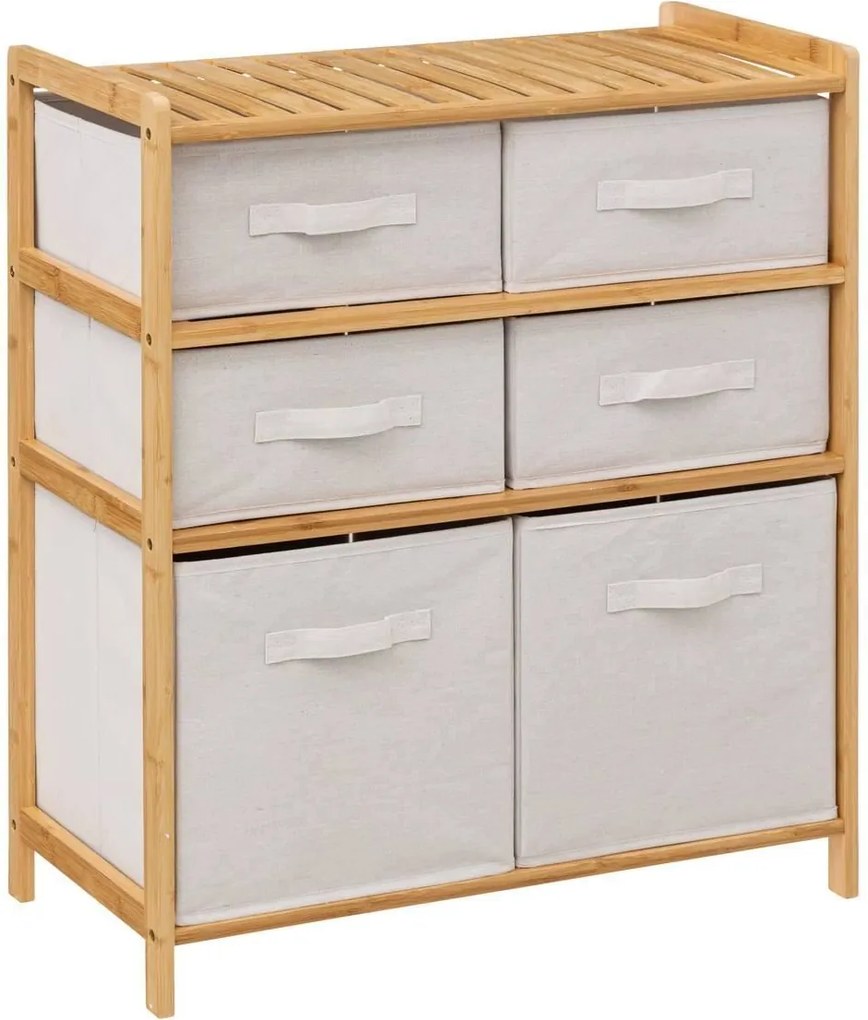 5Five Tidy Box Opbergkast - 6 Polyester Manden - 66 x 33 x 78 cm - Beige