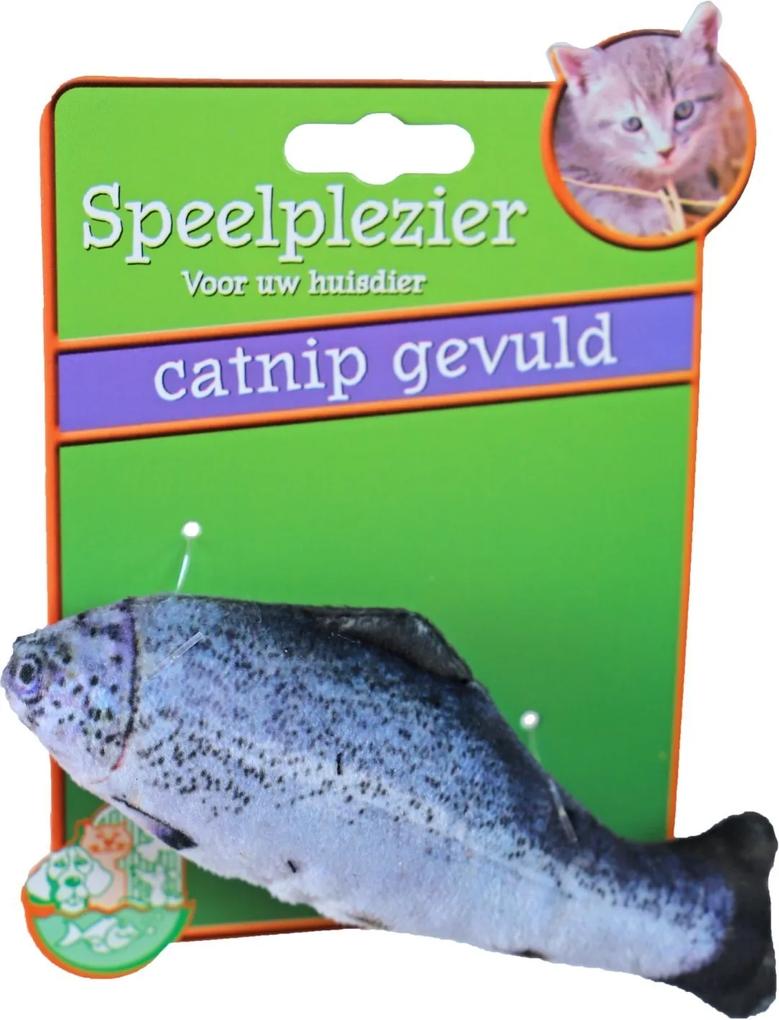 Kattenspeelgoed vis met catnip blauw/grijs 11 cm
