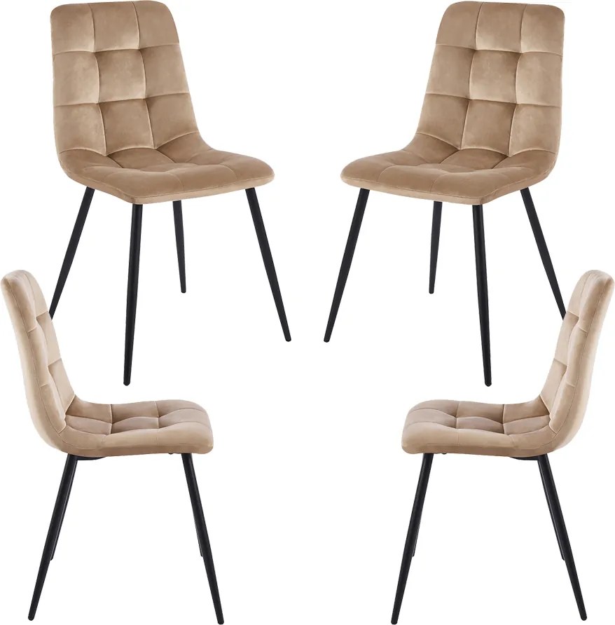 Pack 4 Stuhl Fluwelen Stoelen