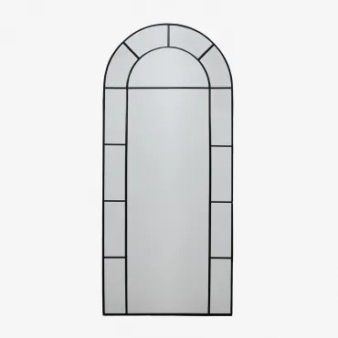 Diana Metalen Wandspiegel Met Raameffect 80x180 Cm Zwart - Sklum