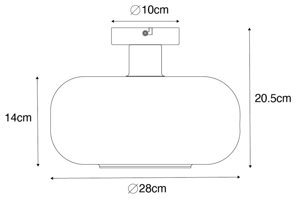 Smart plafondlamp met dimmer zwart met smoke glas incl. Wifi A60 - Bizle Modern E27 rond Binnenverlichting Lamp