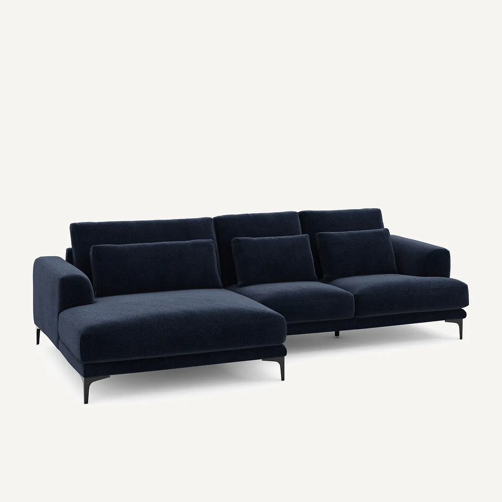 XL hoekbank links in chenille fluweel, MARSILE