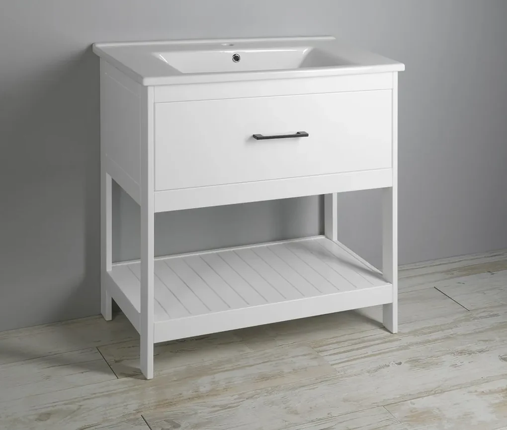 Aqualine Zuno keramische wastafel 85cm wit