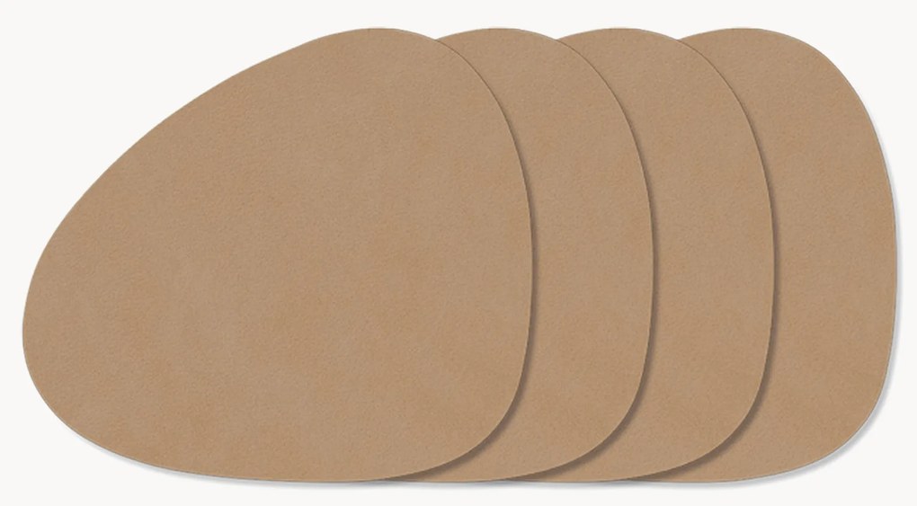 Asymmetrische leren placemats Curve, 4 stuks