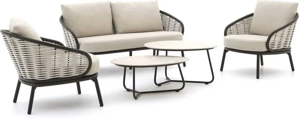 Stoel-bank loungeset Apple Bee | 4 personen | Loungeset Beige | Wicker (vlechtwerk) | Kees Smit Tuinmeubelen