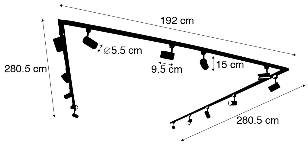 Modern railsysteem met 14 Spot / Opbouwspot / Plafondspots zwart 1-fase - Iconic Jeana Modern GU10 Binnenverlichting Lamp