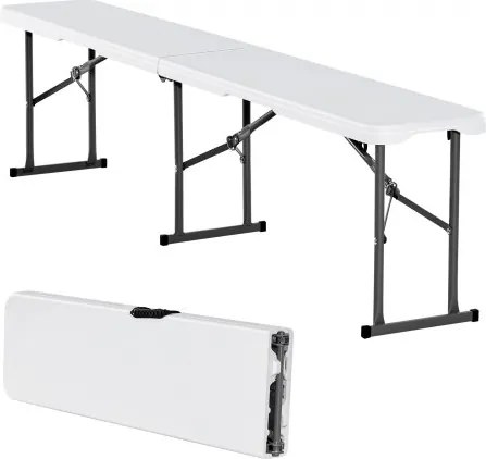 VEVOR kunststof opvouwbare bank, 1,83 m draagbare opvouwbare bank, gladde waterdichte HDPE buitenbank, picknick- en kampeerstoel met draaggreep, voor leuke activiteiten zoals voetbal in de tuin, wit (1 verpakking)