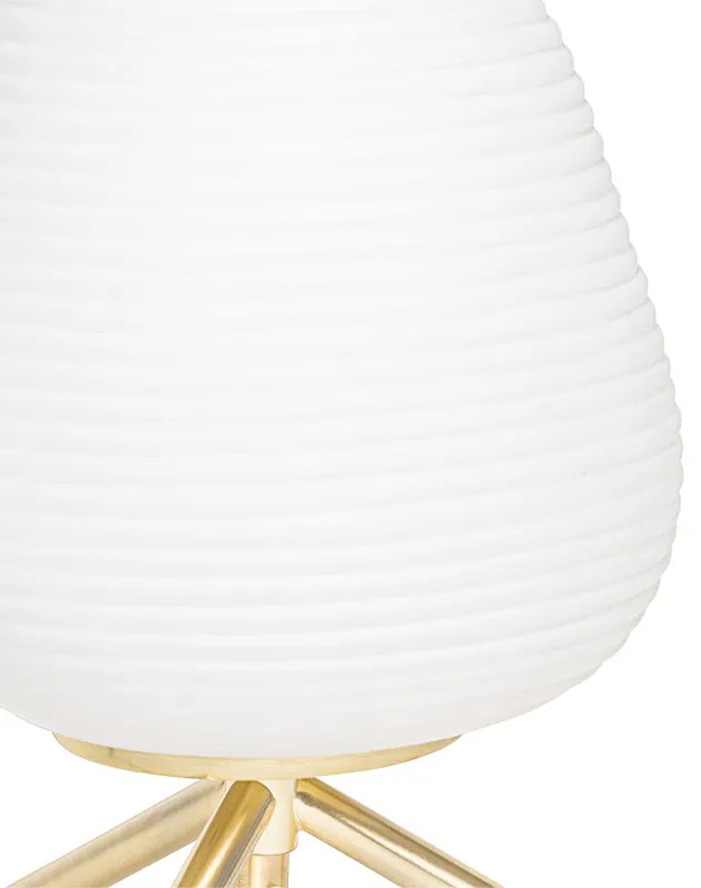 Design tafellamp goud 20 cm met opaal glas - Hero Design, Art Deco E27 rond Binnenverlichting Lamp