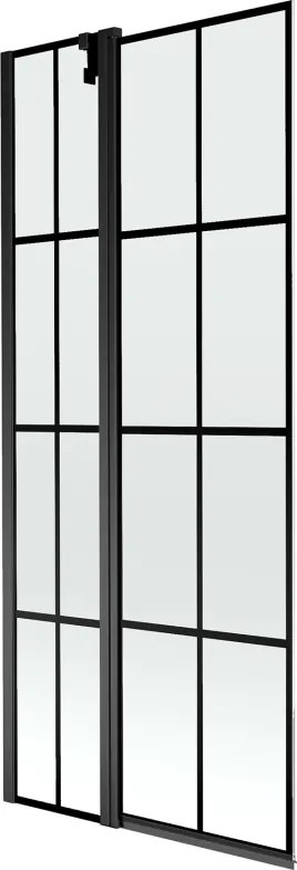 Mexen Flip douchewand met 2 panelen 80 x 150 cm, zwart raster, zwart - 894-080-101-70-77