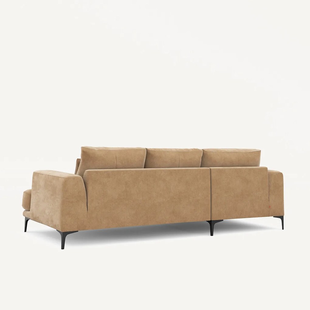 Linkse hoekbank in stonewashed fluweel, Marsile