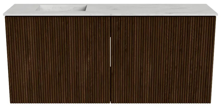 Mondiaz Joya DLux 90cm toiletmeubel walnut met wastafel faye links 1 kraangat opalo