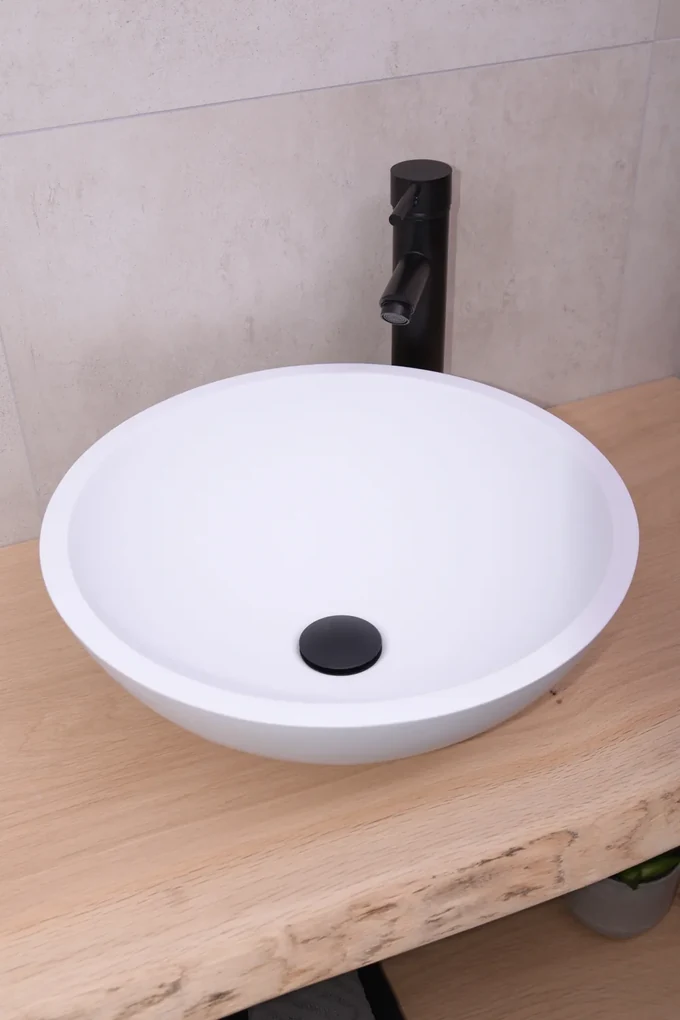 Saniclear New Stone solid surface waskom 41x15cm mat wit