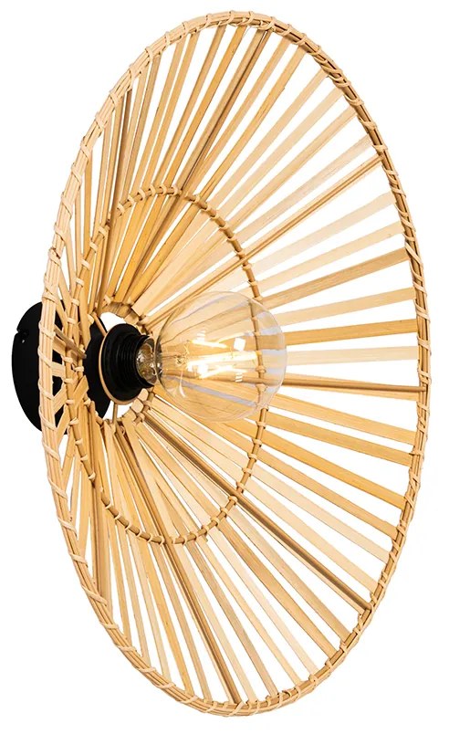 Oosterse wandlamp zwart met naturel bamboe - Pua