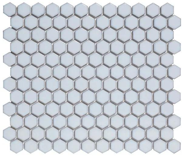 The Mosaic Factory Barcelona mozaïektegel 2.3x2.6x0.5cm Hexagon Geglazuurd porselein Zacht blauw met retro rand AFH23450